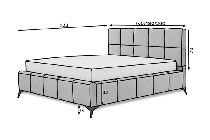 Sängynrunko Kanika Säilytyksellä 180x200 cm - Vaaleanharmaa - Sänkykehikot & sängynrungot