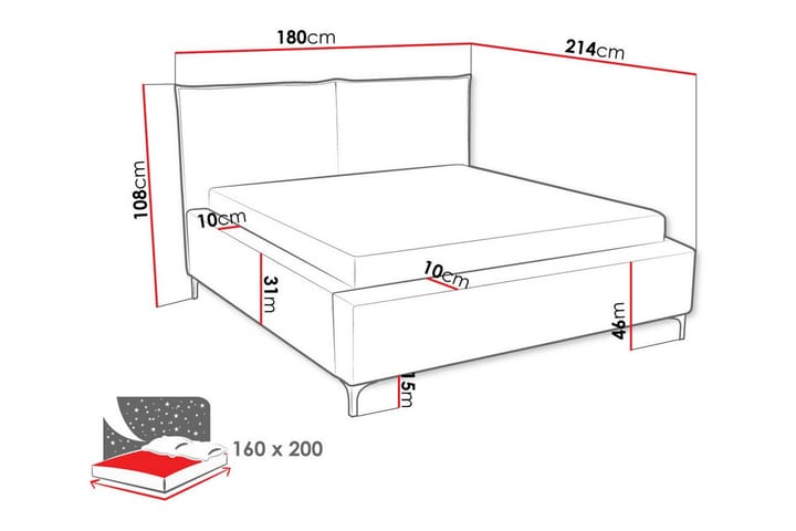 Sängynrunko Knocklong 160x200 cm - Vaaleanharmaa/Tummanharmaa - Sänkykehikot & sängynrungot