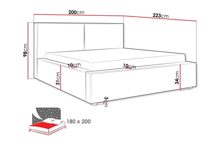 Sängynrunko Knocklong 180x200 cm - Vaaleanharmaa - Sänkykehikot & sängynrungot