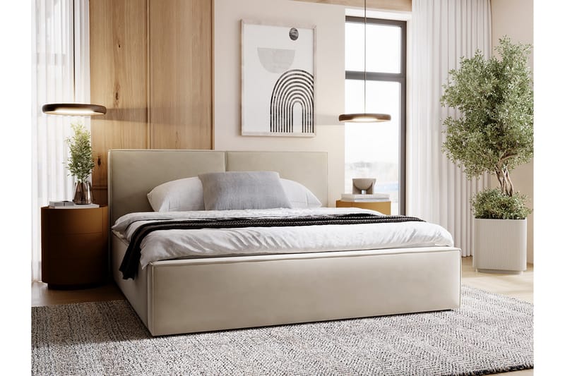 Sängynrunko Knocklong 200x200 cm - Beige - Huonekalut - Sänky - Sänkykehikot & sängynrungot
