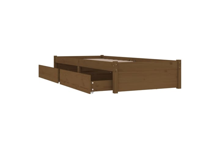 Sängynrunko laatikoilla hunajanruskea 90x200 cm - Ruskea - Sänkykehikot & sängynrungot