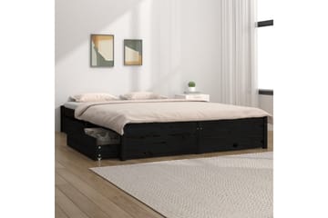 Sängynrunko laatikoilla musta 140x190 cm - Musta - Huonekalut - Sänky - Sänkykehikot & sängynrungot