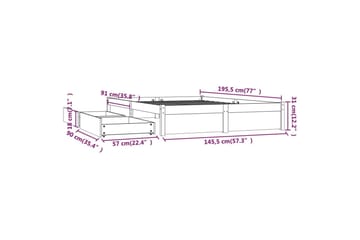 Sängynrunko laatikoilla musta 140x190 cm - Musta - Huonekalut - Sänky - Sänkykehikot & sängynrungot