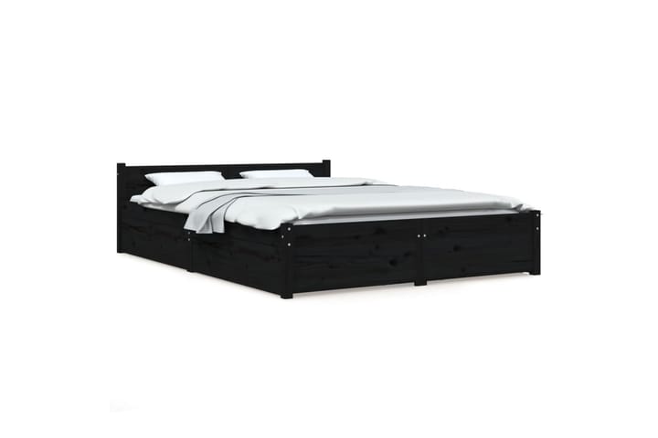 Sängynrunko laatikoilla musta 140x200 cm - Musta - Sänkykehikot & sängynrungot