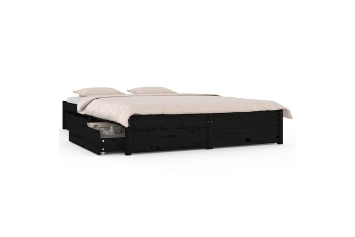 Sängynrunko laatikoilla musta 140x200 cm - Musta - Sänkykehikot & sängynrungot