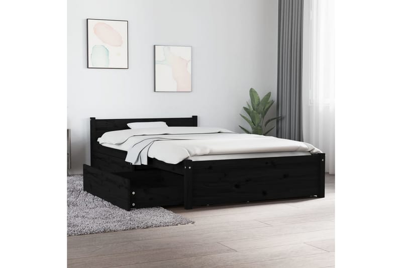 Sängynrunko laatikoilla musta 90x200 cm - Musta - Huonekalut - Sänky - Sänkykehikot & sängynrungot