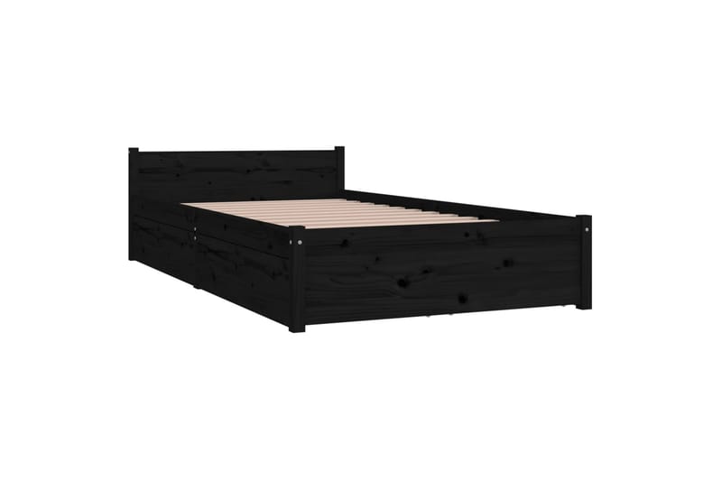 Sängynrunko laatikoilla musta 90x200 cm - Musta - Huonekalut - Sänky - Sänkykehikot & sängynrungot