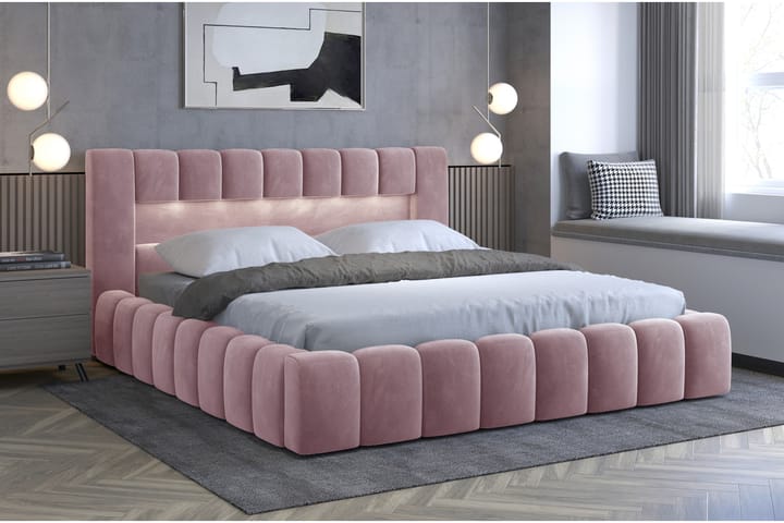 Sängynrunko Lacolle 140x200 cm - Vaaleanpunainen - Sänkykehikot & sängynrungot