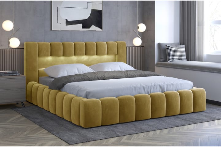 Sängynrunko Lacolle 160x200 cm - Keltainen - Sänkykehikot & sängynrungot