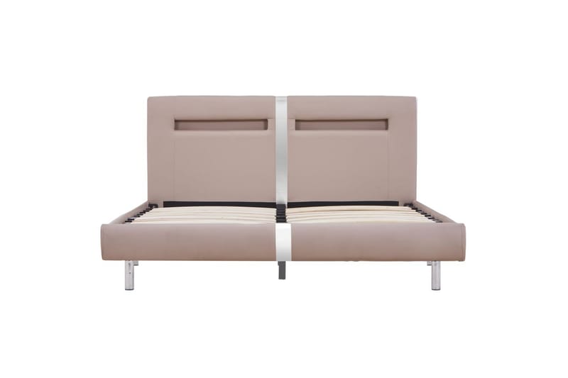 Sängynrunko LED-valolla cappuccino keinonahka 135x190 cm - Beige - Huonekalut - Sänky - Sänkykehikot & sängynrungot