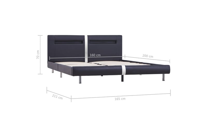 Sängynrunko LED-valolla musta keinonahka 150x200 cm - Musta - Huonekalut - Sänky - Sänkykehikot & sängynrungot