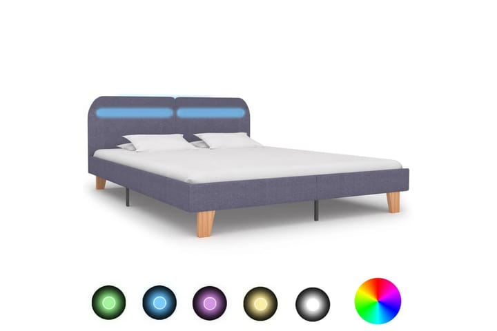 Sängynrunko LED-valolla vaaleanharmaa kangas 150x200 cm - Harmaa - Sänkykehikot & sängynrungot