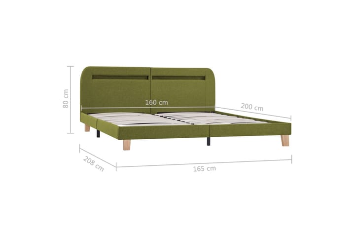 Sängynrunko LED-valolla vihreä kangas 150x200 cm - Vihreä - Sänkykehikot & sängynrungot
