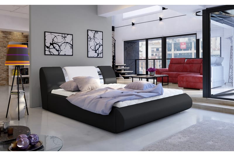 Sängynrunko Limoz 180x200 cm, Musta/Valkoinen