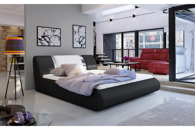 Sängynrunko Limoz 180x200 cm, Musta/Valkoinen