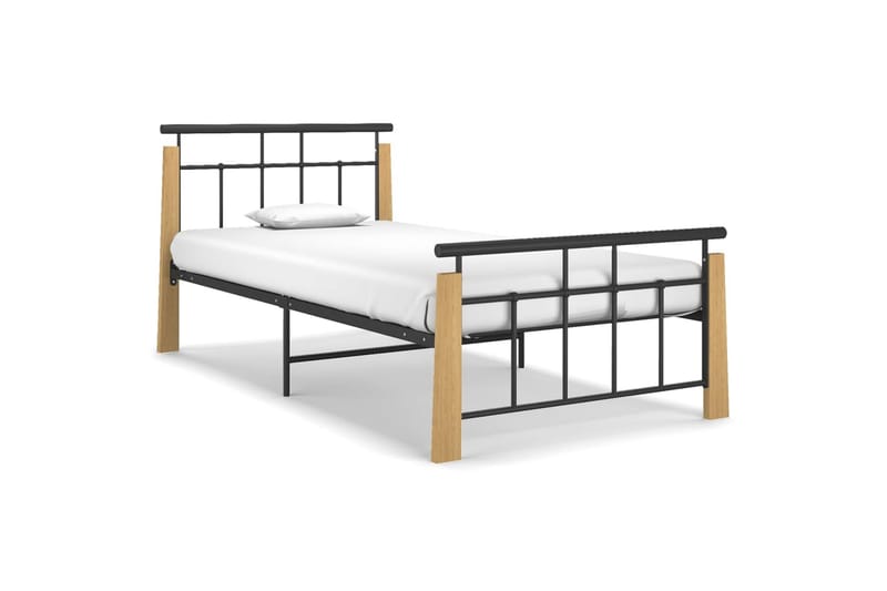 Sängynrunko metalli ja t�äysi tammi 100x200 cm - Huonekalut - Sänky - Sänkykehikot & sängynrungot