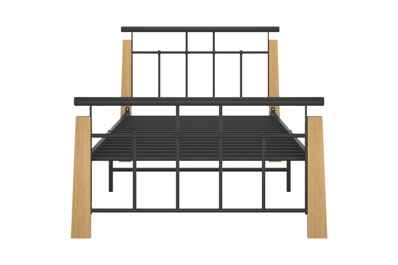 Sängynrunko metalli ja täysi tammi 100x200 cm - Huonekalut - Sänky - Sänkykehikot & sängynrungot