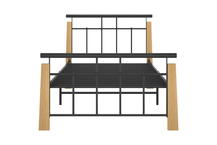 Sängynrunko metalli ja täysi tammi 100x200 cm - Sänkykehikot & sängynrungot