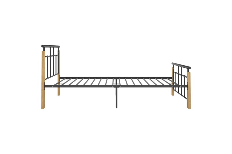 Sängynrunko metalli ja täysi tammi 100x200 cm - Huonekalut - Sänky - Sänkykehikot & sängynrungot