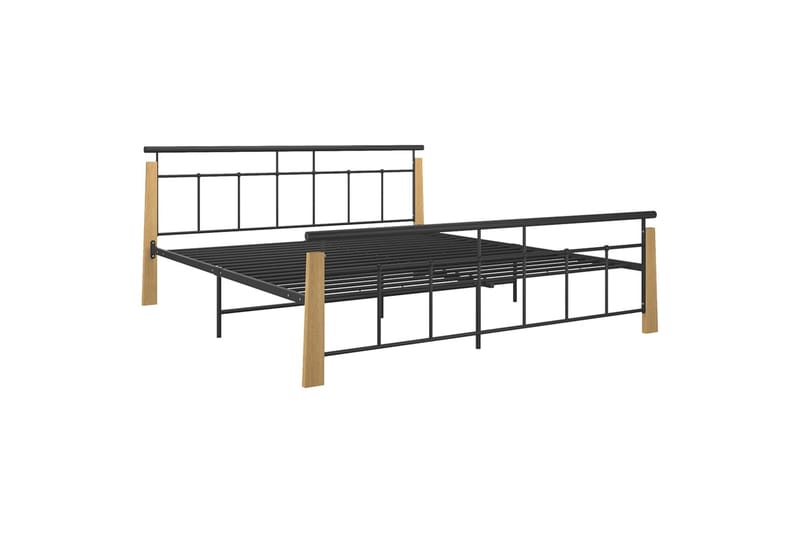 Sängynrunko metalli ja t�äysi tammi 180x200 cm - Huonekalut - Sänky - Sänkykehikot & sängynrungot