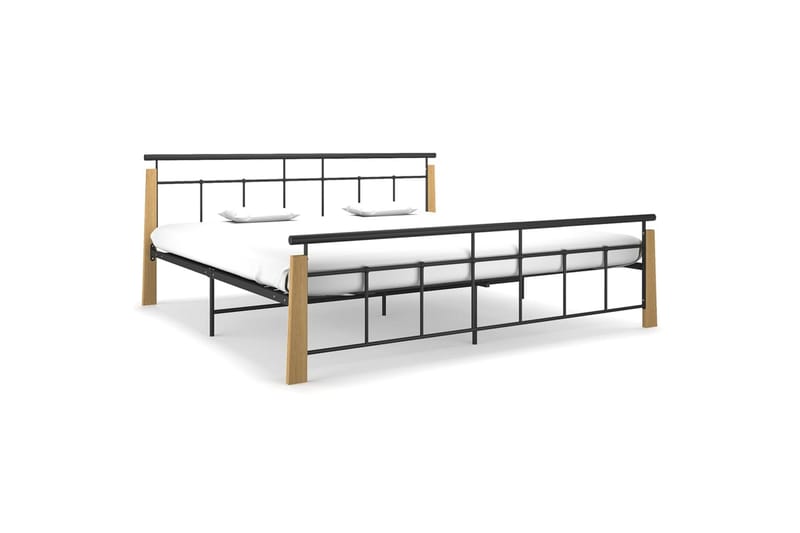 Sängynrunko metalli ja täysi tammi 200x200 cm - Huonekalut - Sänky - Sänkykehikot & sängynrungot