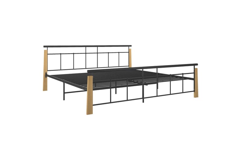 Sängynrunko metalli ja t�äysi tammi 200x200 cm - Huonekalut - Sänky - Sänkykehikot & sängynrungot