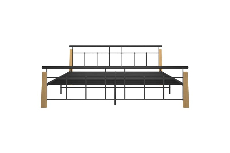 Sängynrunko metalli ja täysi tammi 200x200 cm - Huonekalut - Sänky - Sänkykehikot & sängynrungot