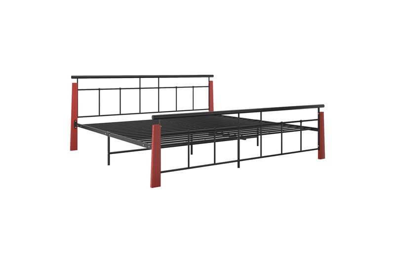 Sängynrunko metalli ja täysi tammi 200x200 cm - Huonekalut - Sänky - Sänkykehikot & sängynrungot