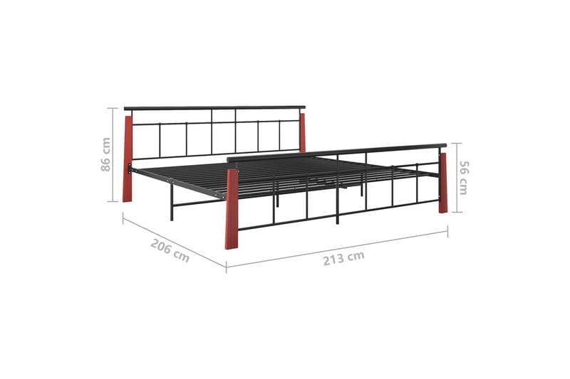 Sängynrunko metalli ja täysi tammi 200x200 cm - Huonekalut - Sänky - Sänkykehikot & sängynrungot