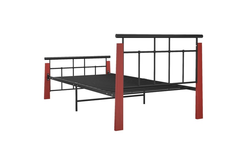 Sängynrunko metalli ja täysi tammi 90x200 cm - Huonekalut - Sänky - Sänkykehikot & sängynrungot