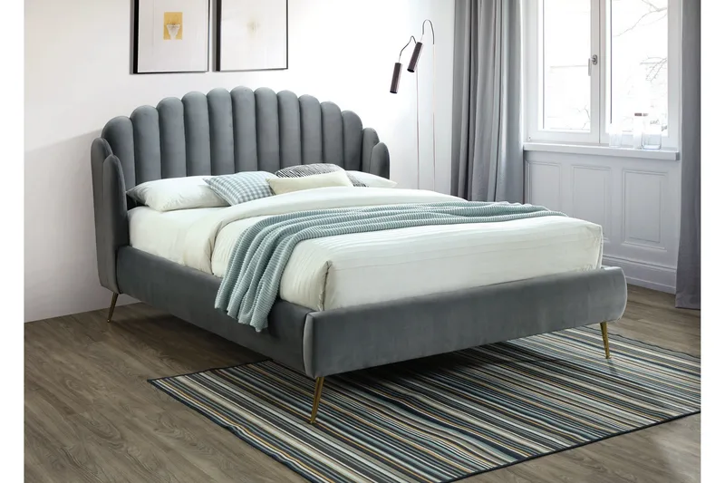 Sängynrunko Minerbio 180x200 cm, Harmaa/Kulta