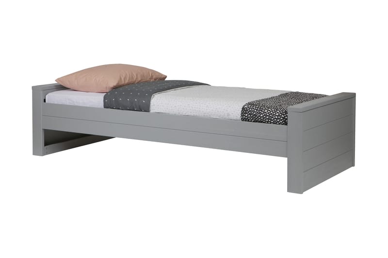 Sängynrunko Mitchell 90x200, Vaaleanharmaa mänty