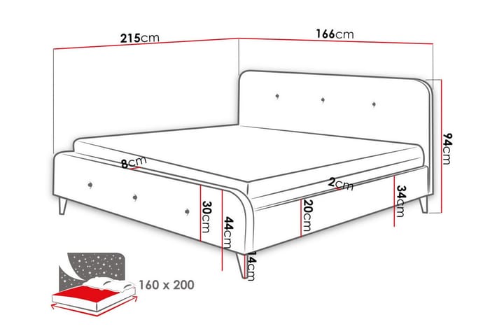 Sängynrunko Montrase 160x200 cm - Kerma - Sänkykehikot & sängynrungot
