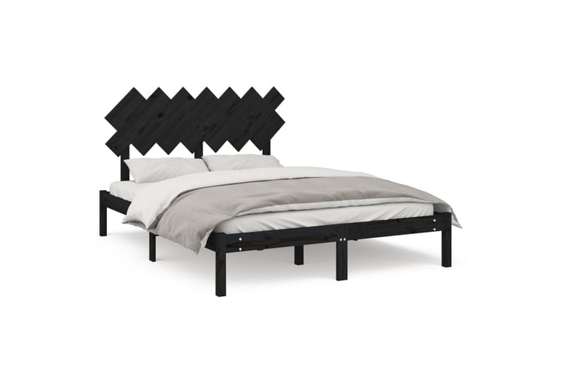 Sängynrunko musta 140x190 cm täysi puu - Musta - Huonekalut - Sänky - Sänkykehikot & sängynrungot