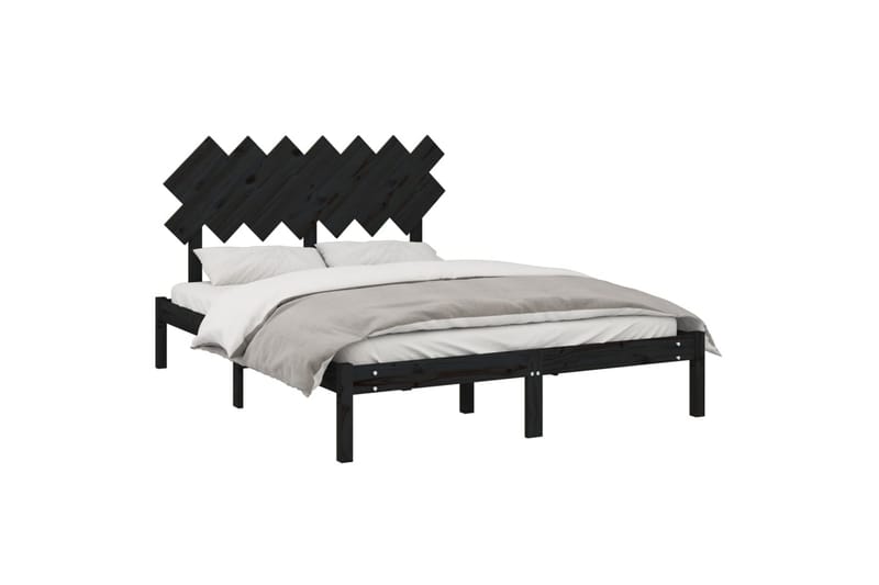 Sängynrunko musta 140x190 cm täysi puu - Musta - Huonekalut - Sänky - Sänkykehikot & sängynrungot