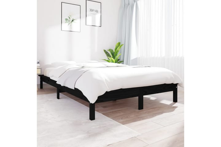 Sängynrunko musta 140x200 cm täysi mänty - Musta - Sänkykehikot & sängynrungot