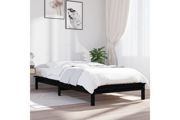 Sängynrunko musta 75x190 cm täysi mänty 2FT6 Small Single - Musta - Sänkykehikot & sängynrungot