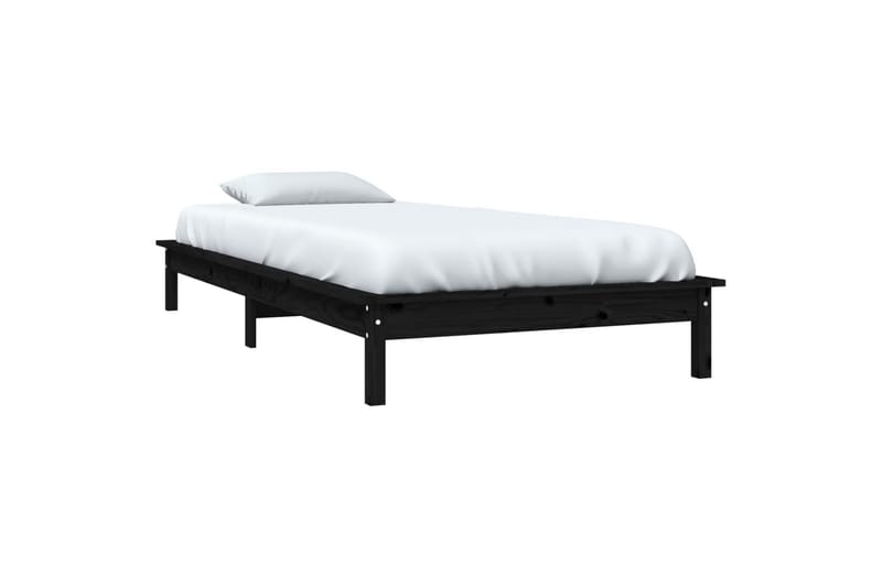 Sängynrunko musta 75x190 cm täysi mänty 2FT6 Small Single - Musta - Huonekalut - Sänky - Sänkykehikot & sängynrungot