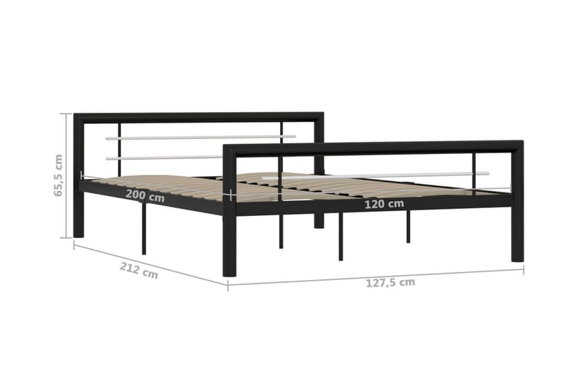 Sängynrunko musta ja valkoinen metalli 120x200 cm - Musta - Huonekalut - Sänky - Sänkykehikot & sängynrungot