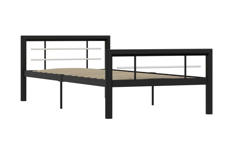 Sängynrunko musta ja valkoinen metalli 90x200 cm - Musta - Huonekalut - Sänky - Sänkykehikot & sängynrungot