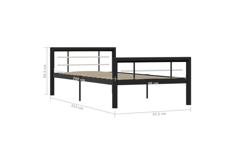 Sängynrunko musta ja valkoinen metalli 90x200 cm - Musta - Huonekalut - Sänky - Sänkykehikot & sängynrungot
