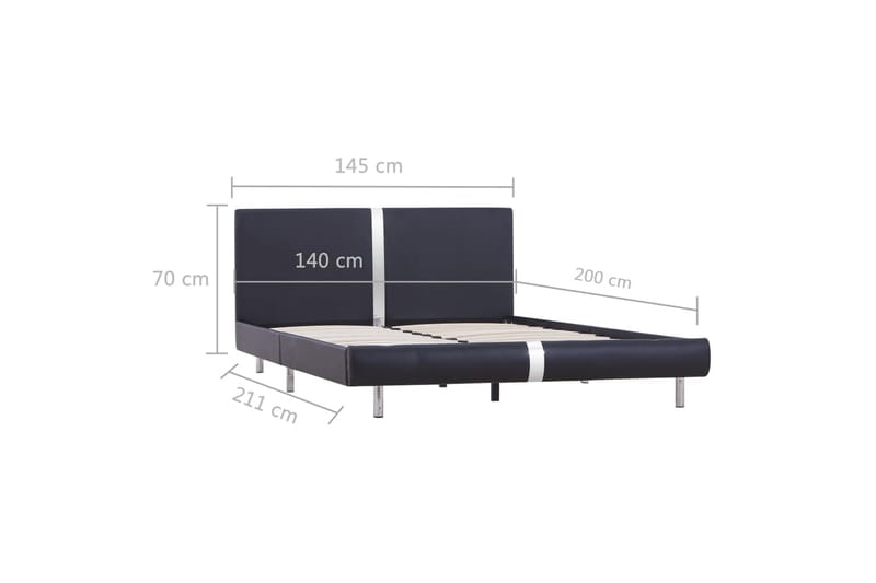 Sängynrunko musta keinonahka 135x190 cm - Musta - Huonekalut - Sänky - Sänkykehikot & sängynrungot