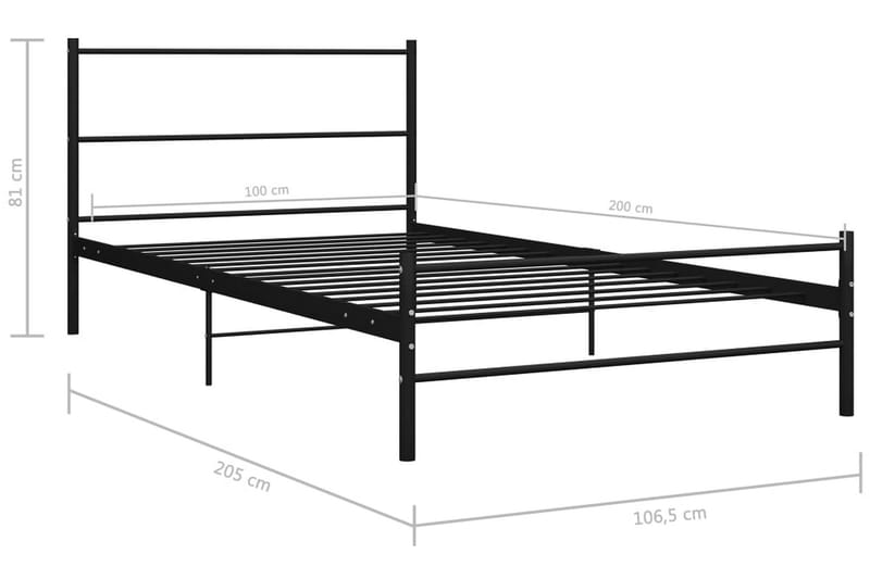 Sängynrunko musta metalli 100x200 cm - Musta - Huonekalut - Sänky - Sänkykehikot & sängynrungot