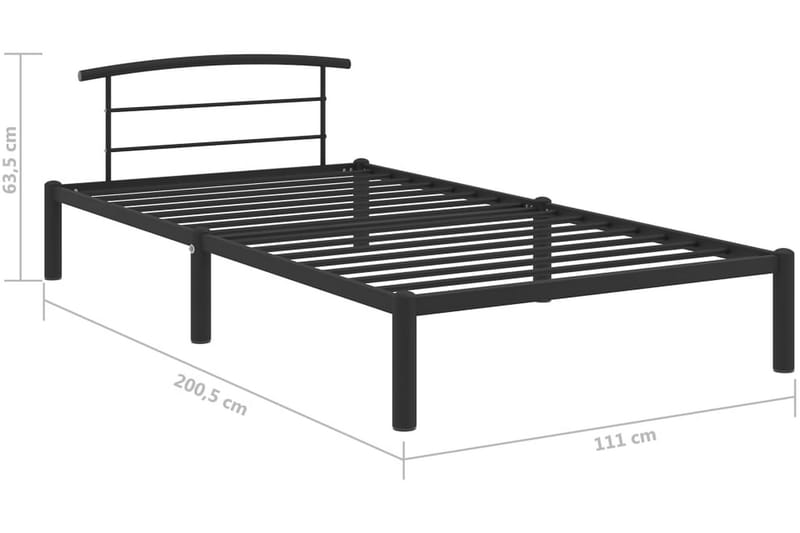 Sängynrunko musta metalli 100x200 cm - Musta - Huonekalut - Sänky - Sänkykehikot & sängynrungot