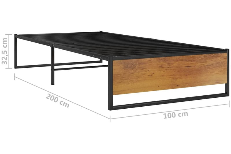 Sängynrunko musta metalli 100x200 cm - Musta - Sänkykehikot & sängynrungot