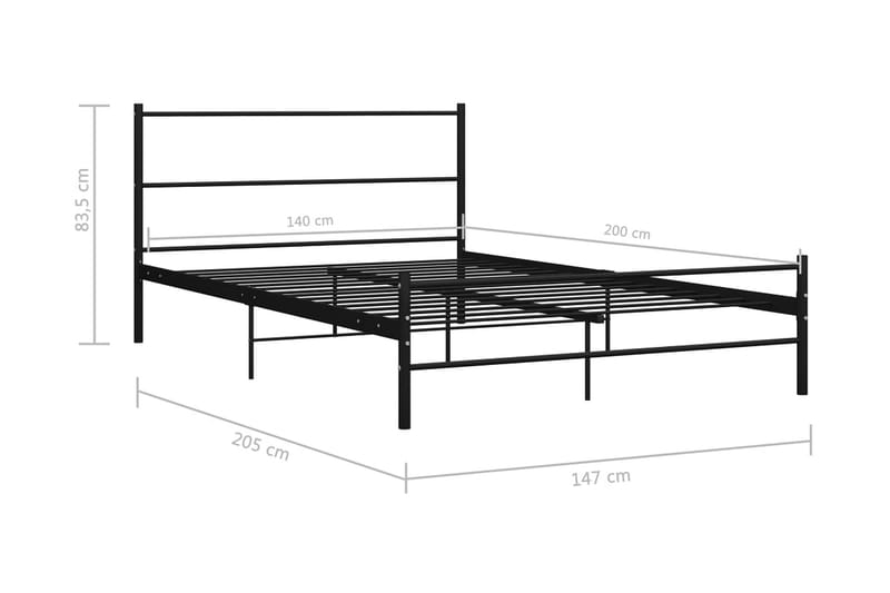 Sängynrunko musta metalli 140x200 cm - Musta - Huonekalut - Sänky - Sänkykehikot & sängynrungot