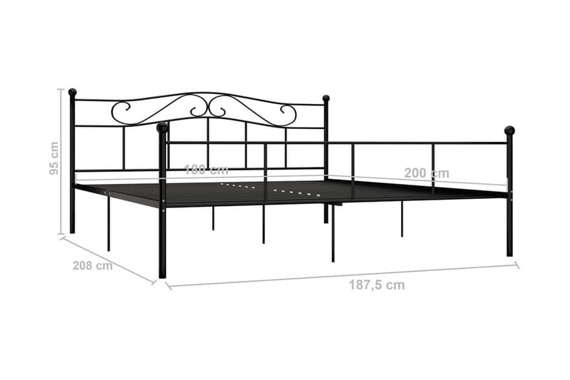 Sängynrunko musta metalli 180x200 cm - Huonekalut - Sänky - Sänkykehikot & sängynrungot