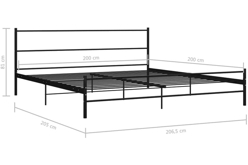 Sängynrunko musta metalli 200x200 cm - Musta - Huonekalut - Sänky - Sänkykehikot & sängynrungot