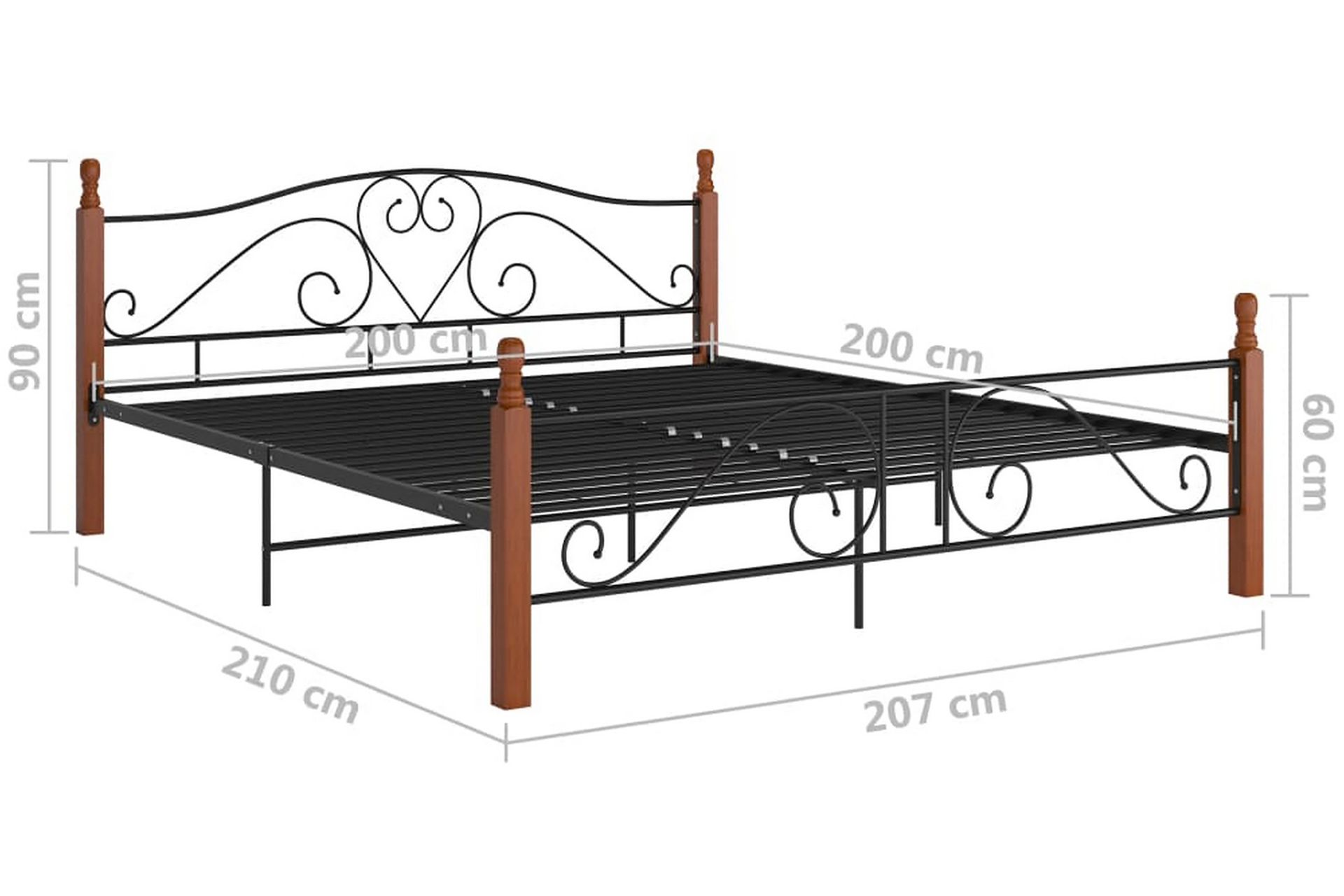 Sängynrunko musta metalli 200x200 cm - Musta - Huonekalut - Sänky - Sänkykehikot & sängynrungot