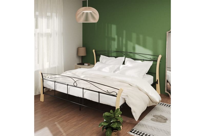 Sängynrunko musta metalli 200x200 cm - Huonekalut - Sänky - Sänkykehikot & sängynrungot